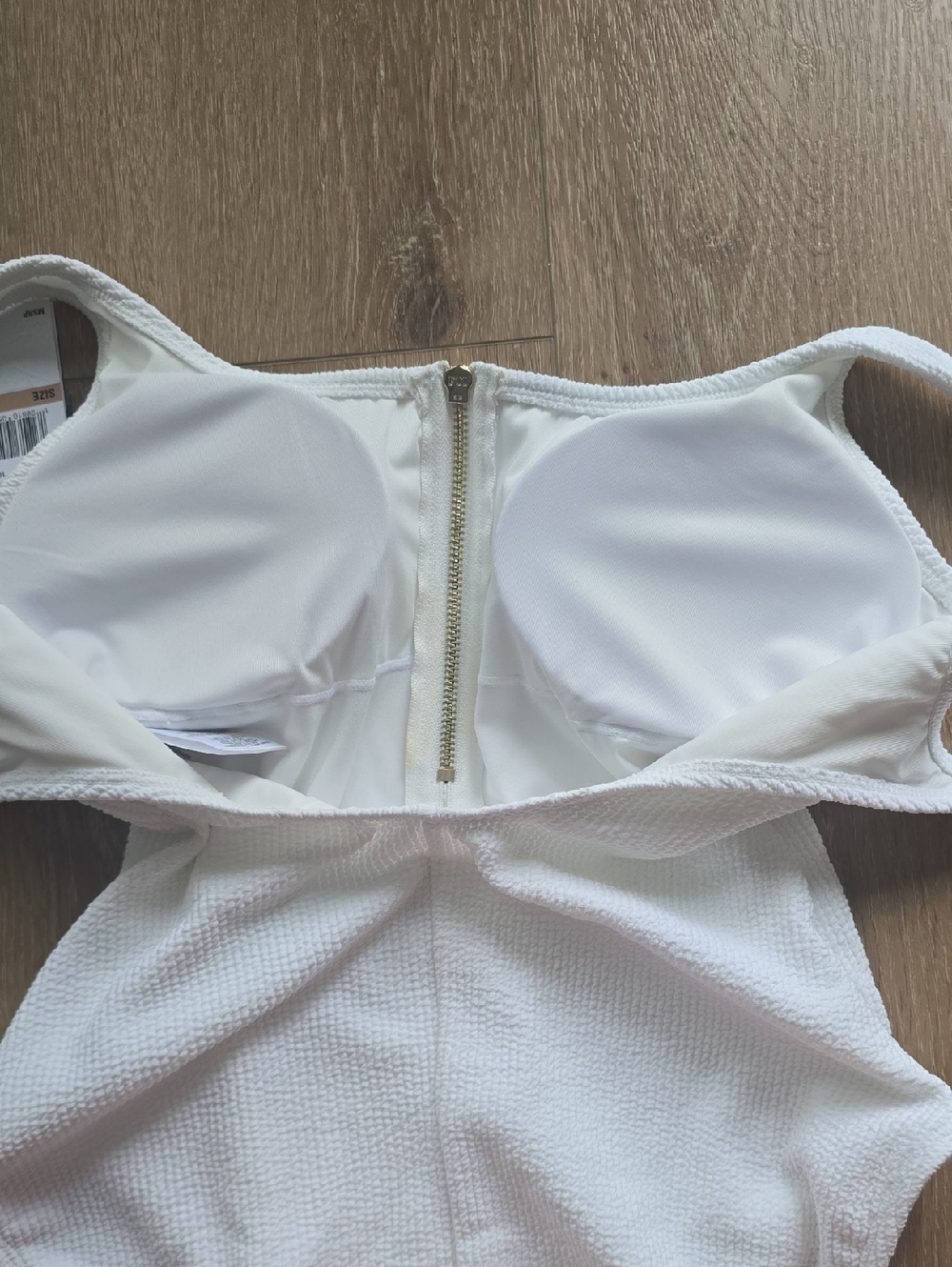 Michael Kors White Ribbed Front Zip One Piece Size 12 - Picture 8 of 9